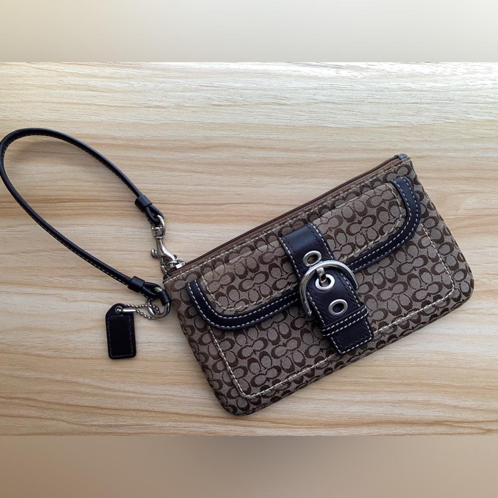 Coach monogram canvas wristlet